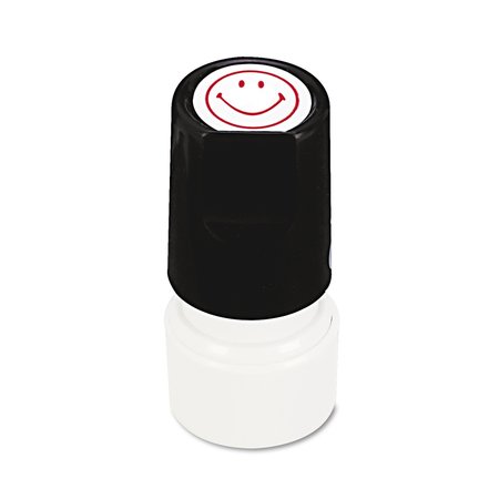 Universal Round Message Stamp, SMILEY FACE, Pre-Inked/Re-Inkable, Red UNV10080